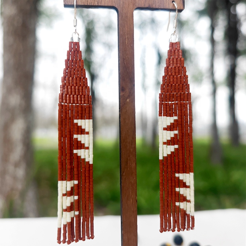 Tassel Earrings Boho - 파란색 귀걸이 술 잎 대칭 독창성