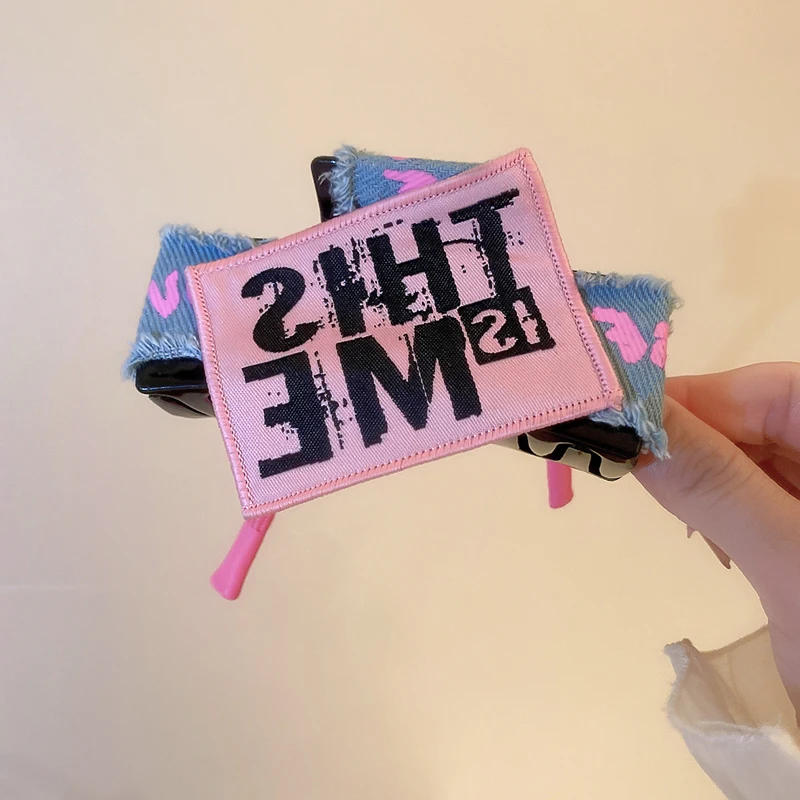여성용 진 레터링 핑크 블루 패브릭 리본 헤어 클립 1 - Women'S Jeans Accessories 리뷰 및 가격