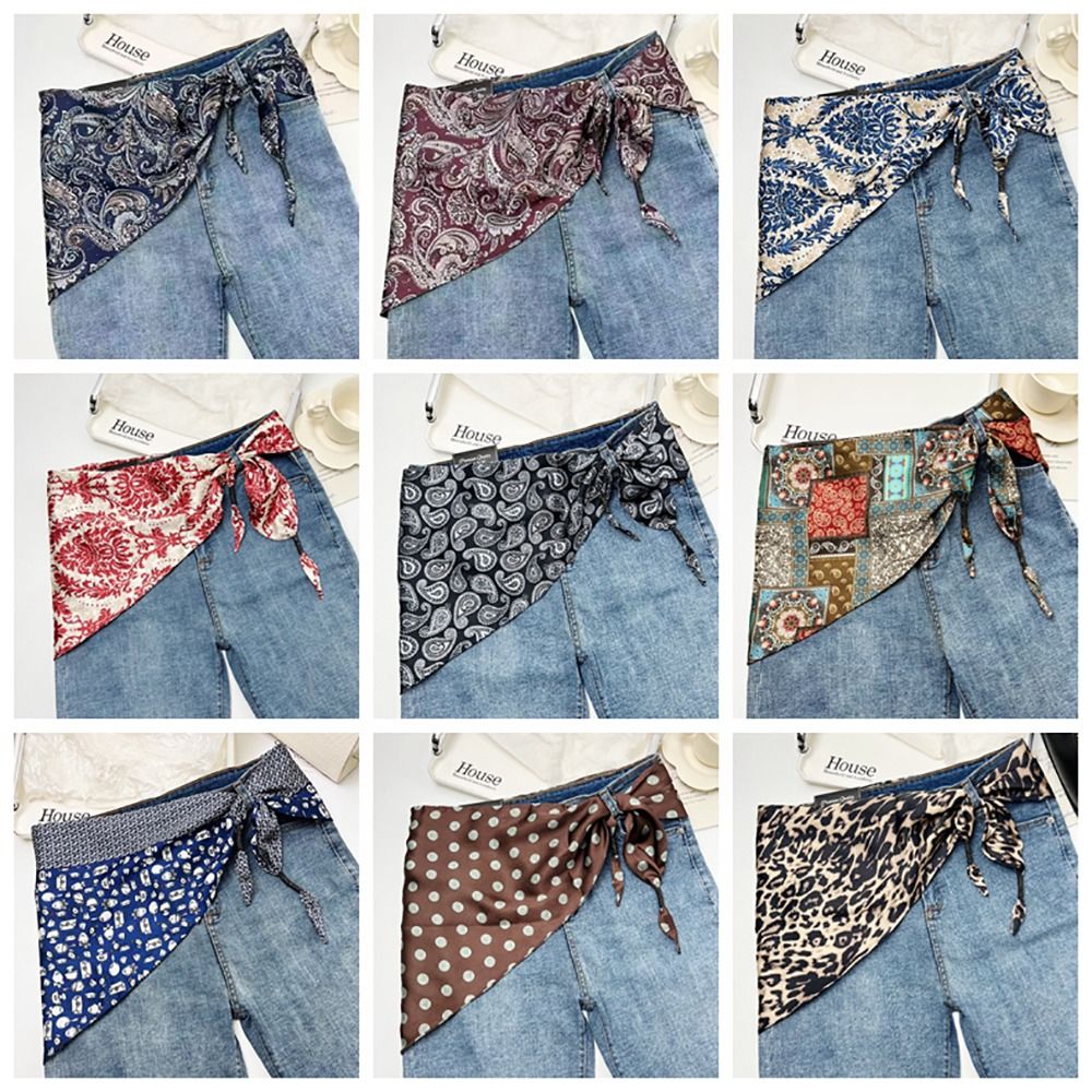 모조 실크 캐슈 플로럴 실크 스카프 문학적 스타일 다용 - Women'S Jeans Accessories 리뷰 및 가격