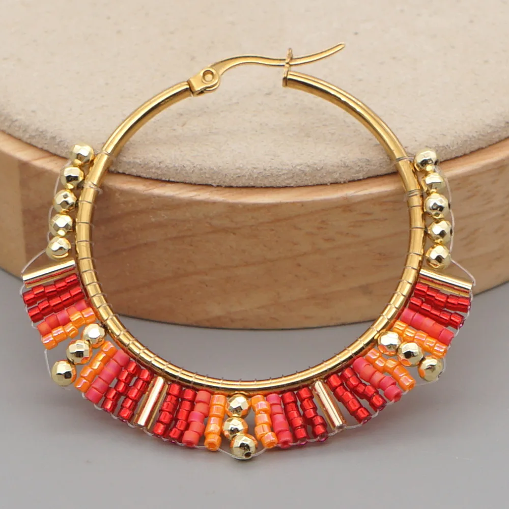빅 서클 귀걸이, 핸드 비딩 보헤미아 직조 태슬, 과장 - Tassel Earrings Boho 리뷰 및 가격