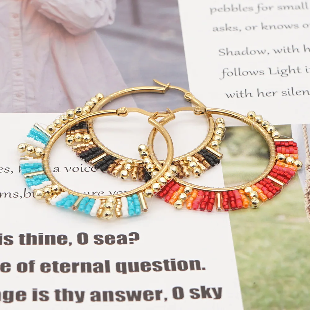 빅 서클 귀걸이, 핸드 비딩 보헤미아 직조 태슬, 과장 - Tassel Earrings Boho 리뷰 및 가격