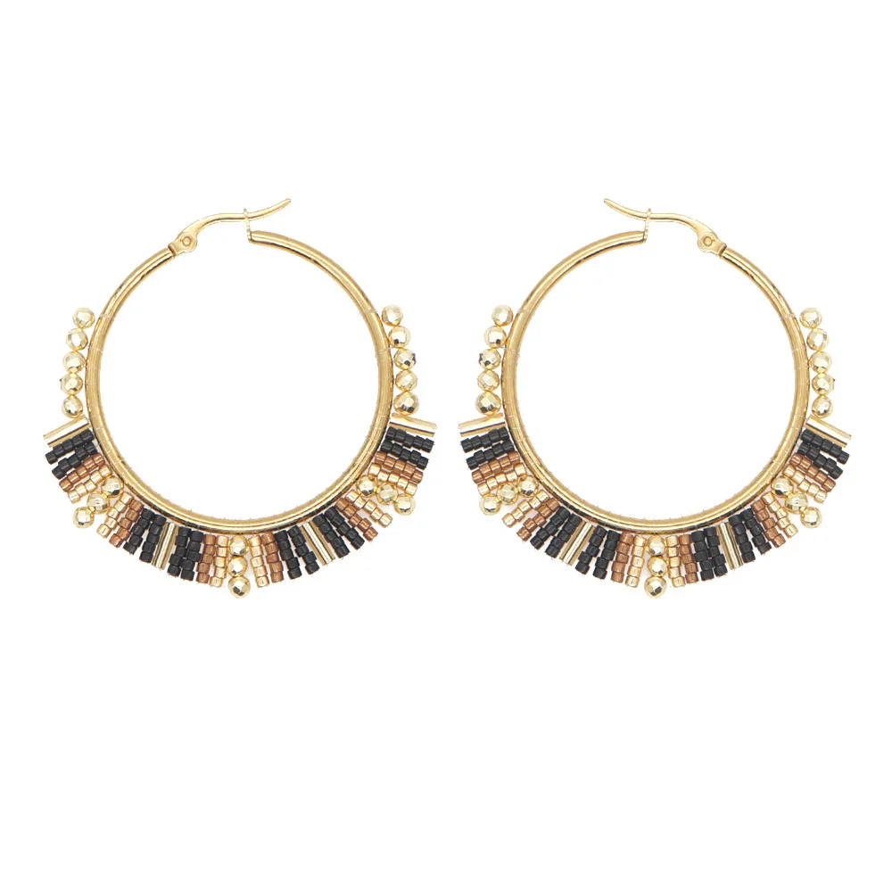 빅 서클 귀걸이, 핸드 비딩 보헤미아 직조 태슬, 과장 - Tassel Earrings Boho 리뷰 및 가격