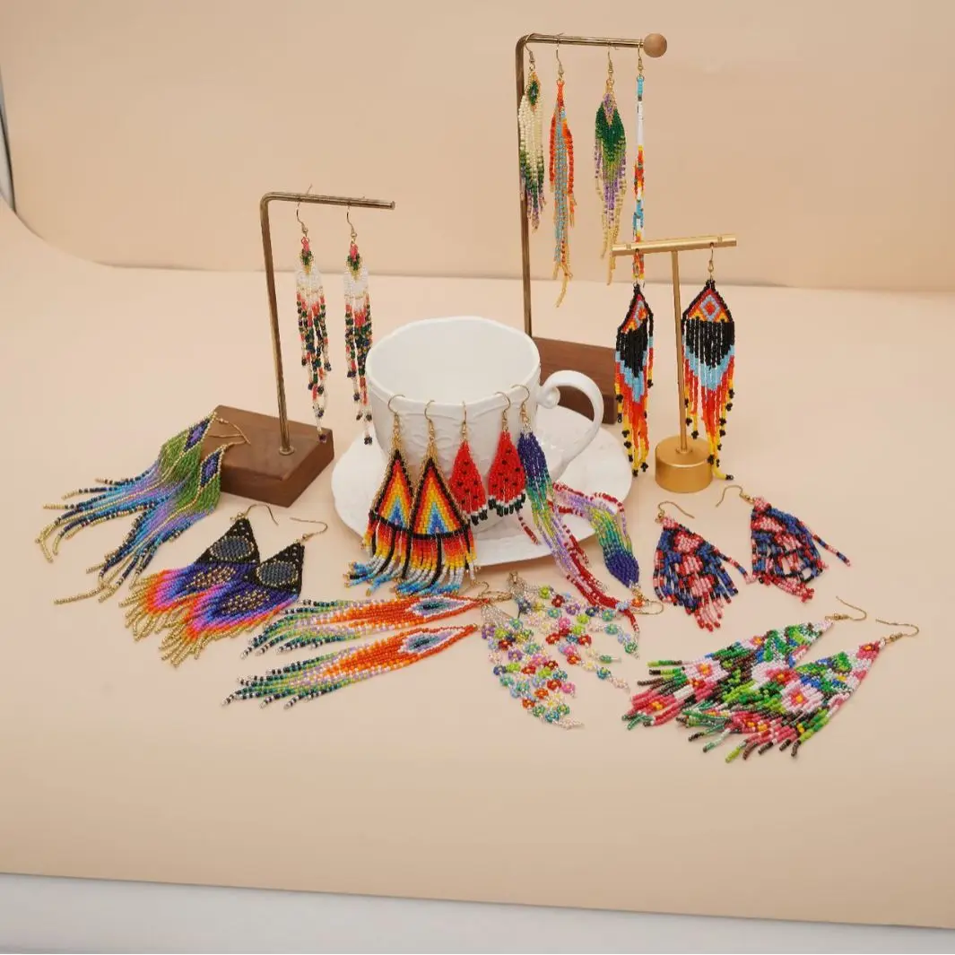 태슬 구슬 귀걸이, 독창적인 꽃 디자인, 레인보우 그라 - Tassel Earrings Boho 리뷰 및 가격