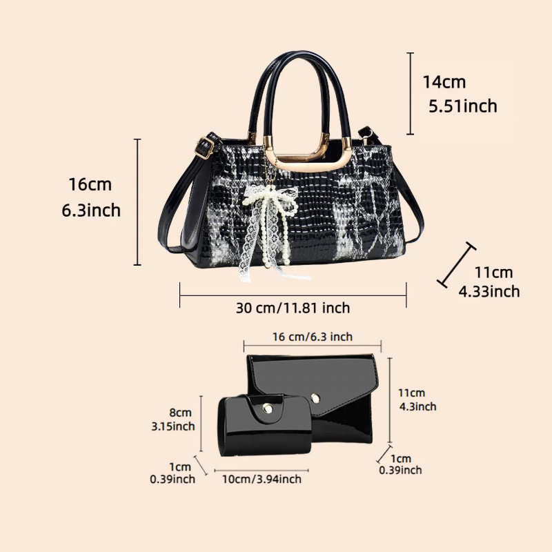 여성용 핸드백 세트, 악어 무늬 이브닝 클러치, 파티  - Women Accessories Bag 리뷰 및 가격