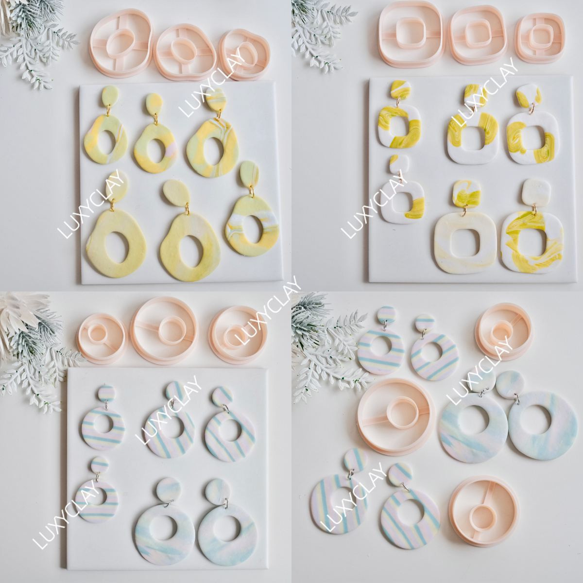 3개의 속이 빈 원형 사각형 도넛 모양 폴리머 클레이  - Tassel Earrings Boho 리뷰 및 가격