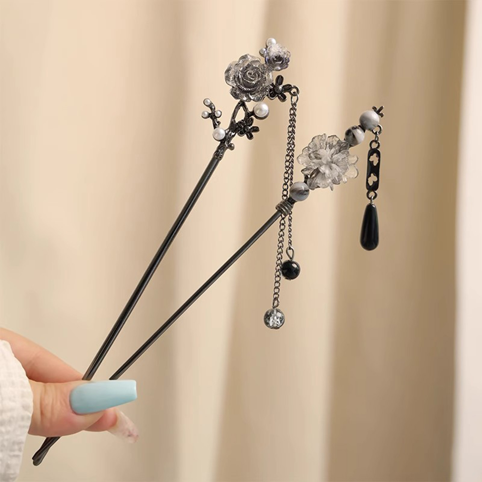 우아한 꽃 모양 헤어 스틱 포크, 합금 헤어 클립, 비 - Pearl Hair Pin 리뷰 및 가격