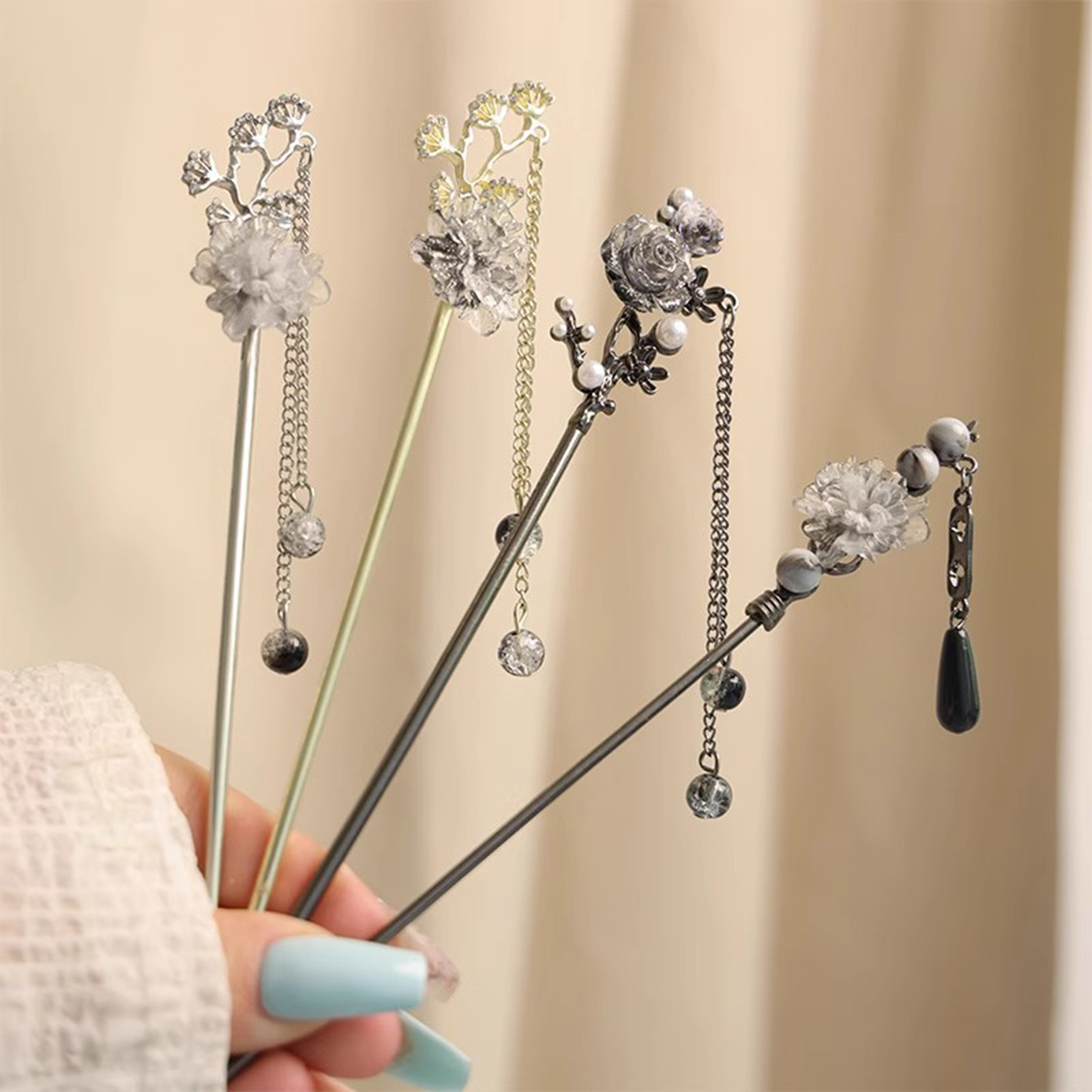 우아한 꽃 모양 헤어 스틱 포크, 합금 헤어 클립, 비 - Pearl Hair Pin 리뷰 및 가격
