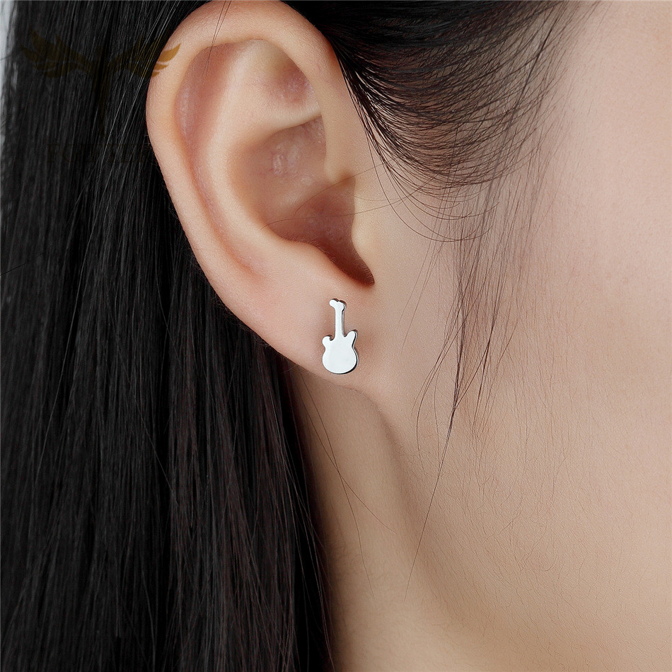 12 쌍 남성 여성을위한 음악 기타 귀걸이 스테인레스  - Women Accessories Store 리뷰 및 가격