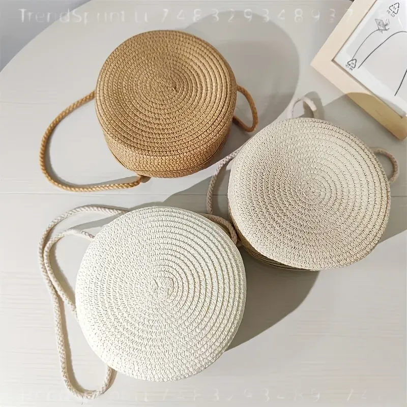 여성용 원형 라탄 크로스백, 수제 니트 짚 소형 숄더  - Women Accessories Bag 리뷰 및 가격