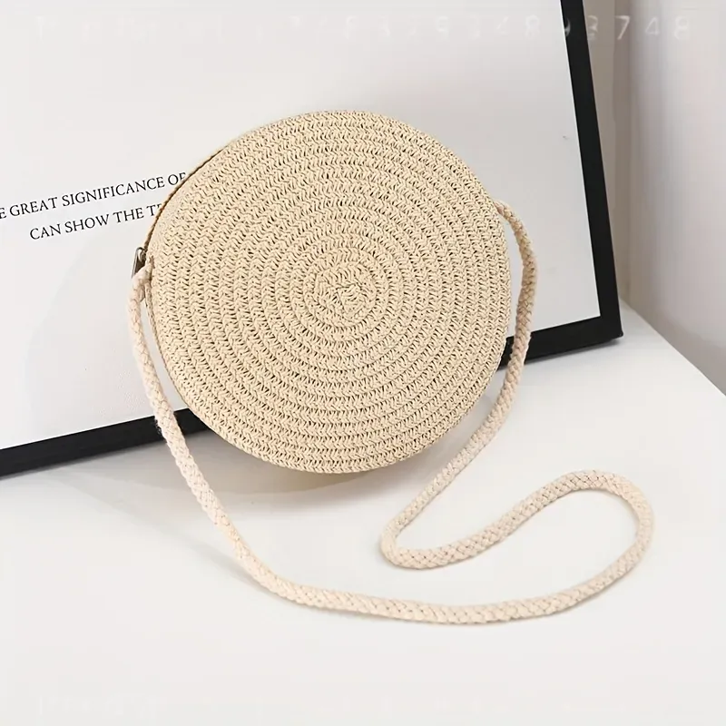여성용 원형 라탄 크로스백, 수제 니트 짚 소형 숄더  - Women Accessories Bag 리뷰 및 가격
