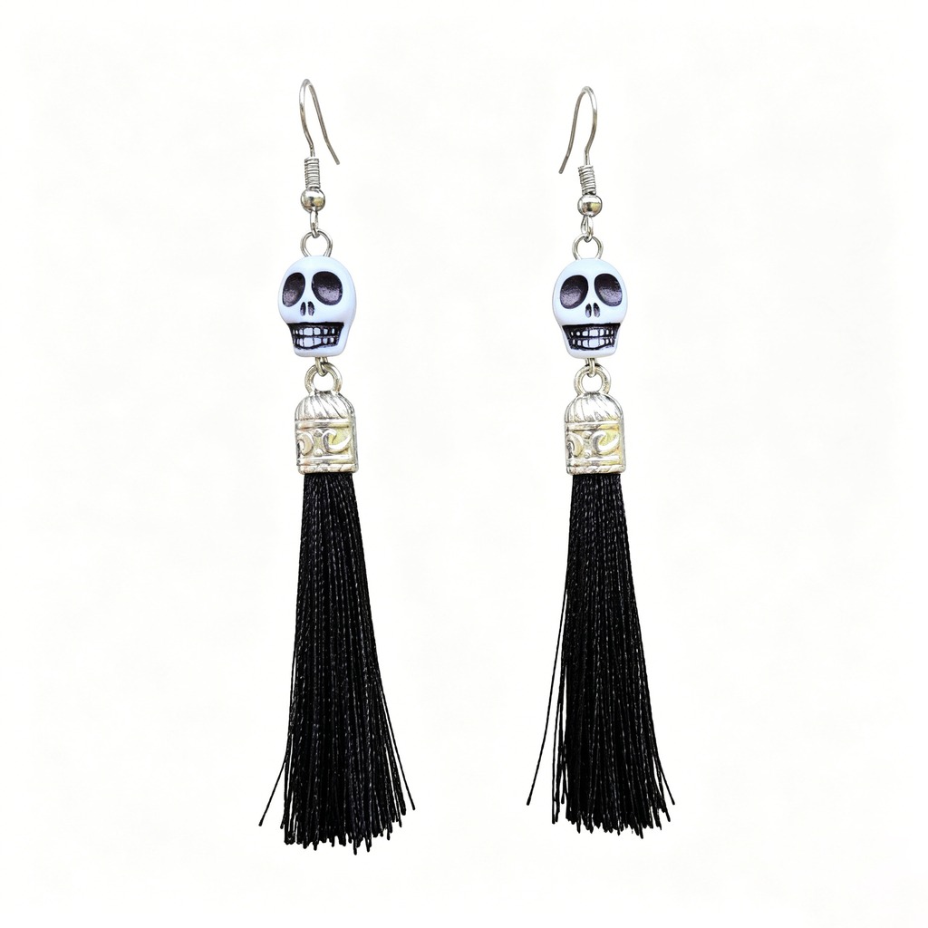 롱 태슬 귀걸이, 합금 해골 드롭 귀걸이, 할로윈 파티 - Tassel Earrings Boho 리뷰 및 가격